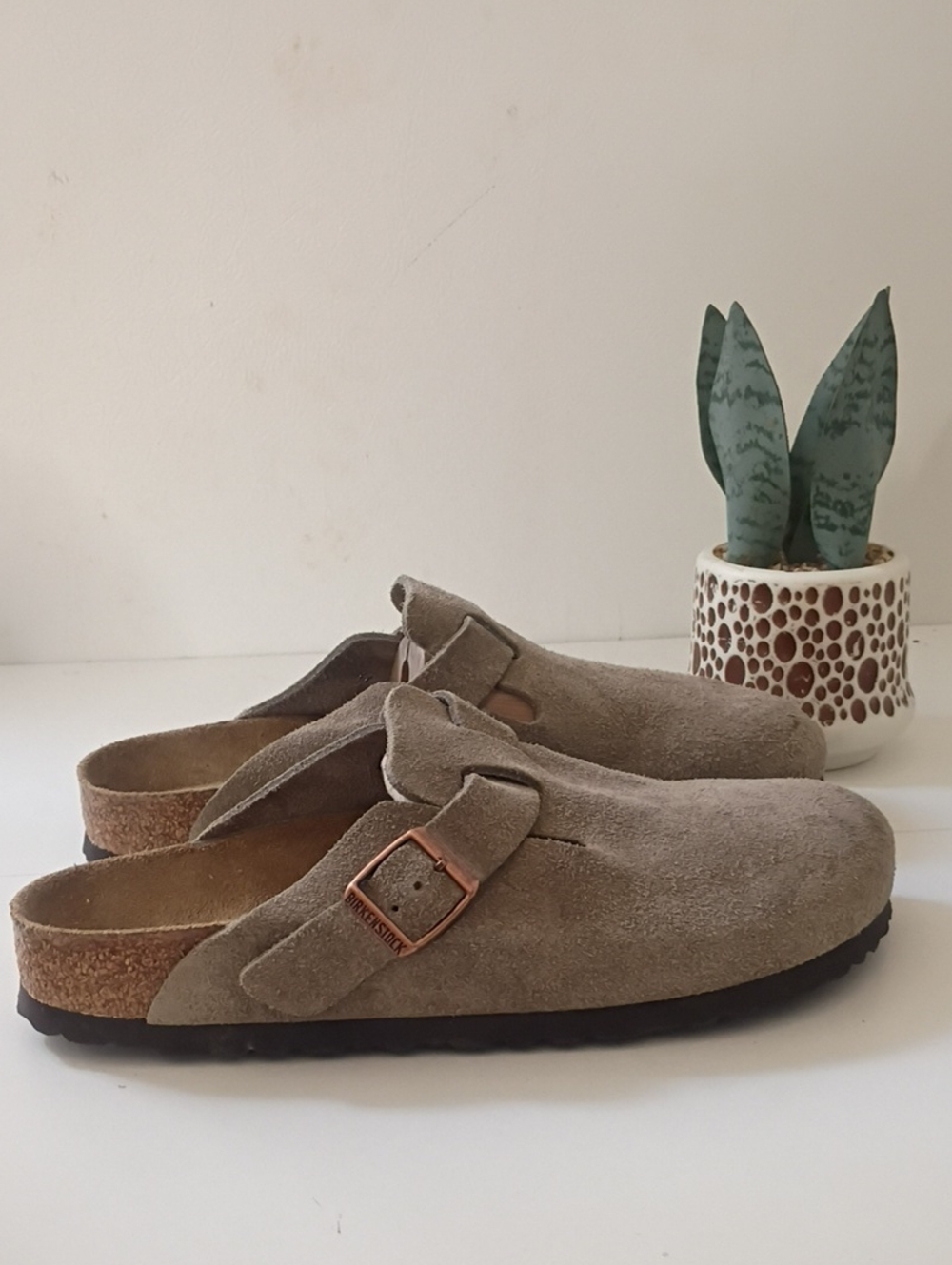 Birkenstock Boston Clogs Black Suede Leather Size 40 US Women's 9-9.5
